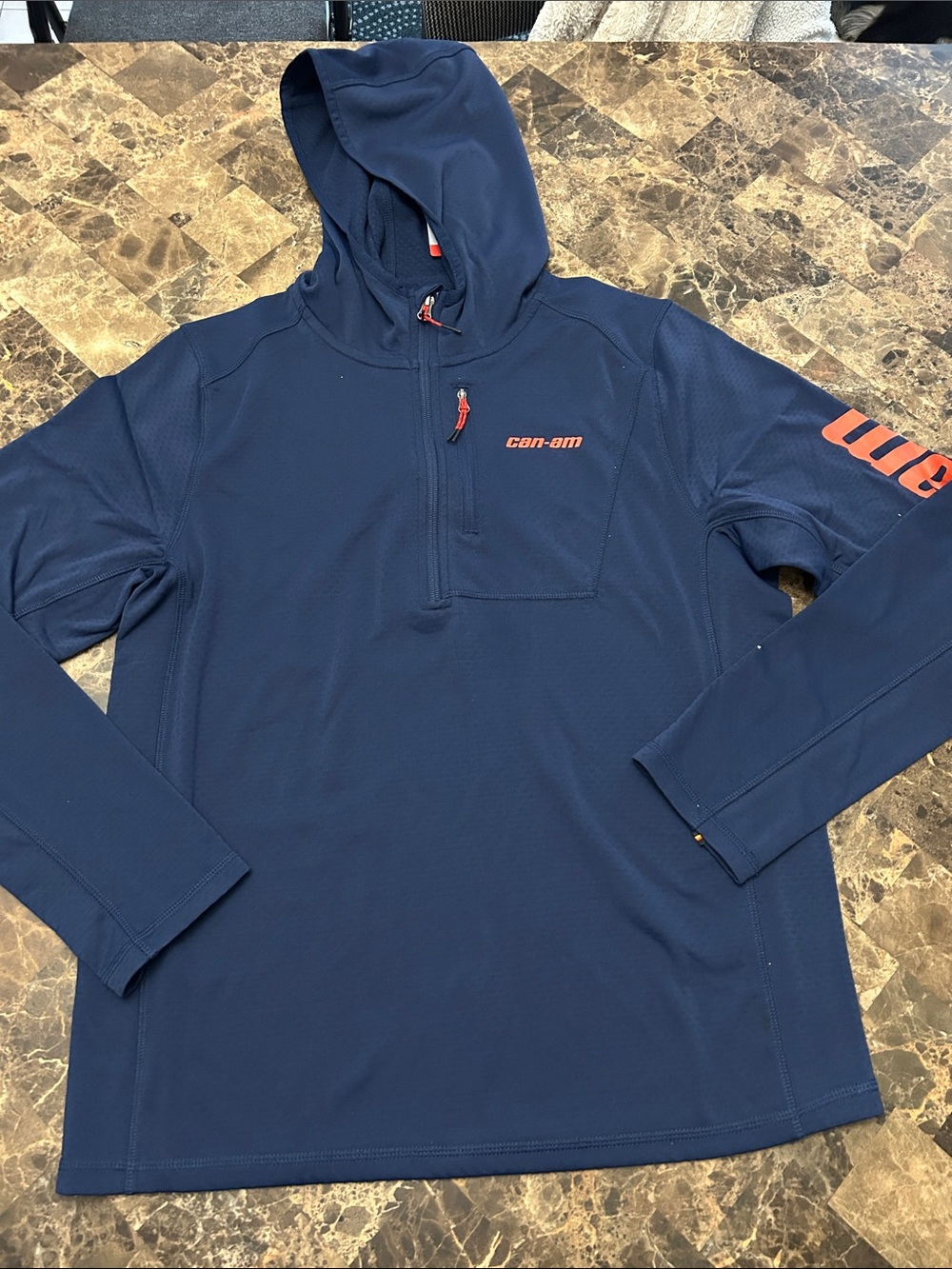 NWT 🆕 Can-am Men's Lightweight Performance Navy Hooded Half-Zip Pullover size M